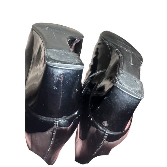 Stuart Weitzman Black Patent Wedge Heel Boots - Size 8.5 - Picture 13 of 13